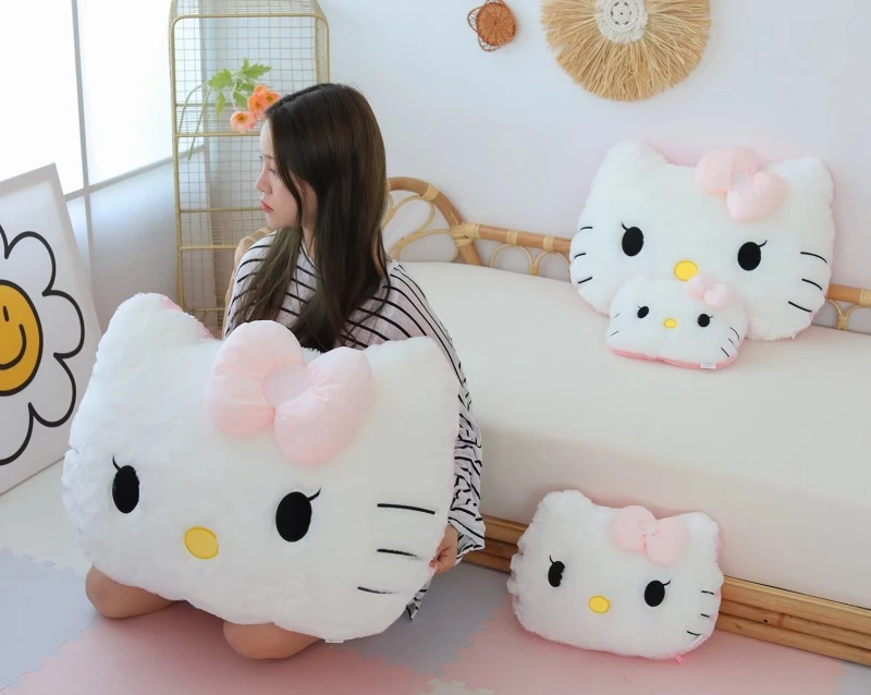 Big Size Sanrio Hello Kitty Plush Back Cushion Hello Kitty Cuddly Pillow Comfortable Sofa Bed Decor Pillow Hug Plushies Gift