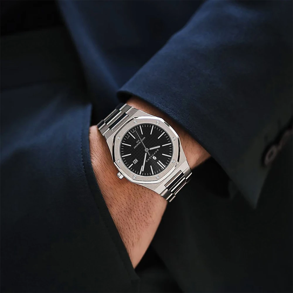 SAPPHERO Octagon Watch for Men Luxury High Quality Business Wristwatch Luminous Date 30M Waterproof Quartz Watches Mens Gift