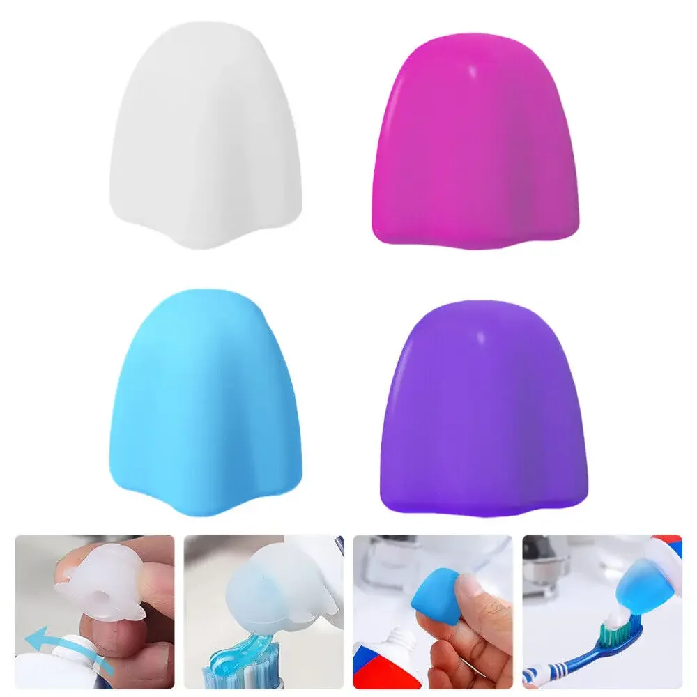 

4pcs Magic Colorful Toothpaste Cap Self Closing Toothpaste Squeezer Dispenser Hygiene No Mess No Waste Bathroom Accessories