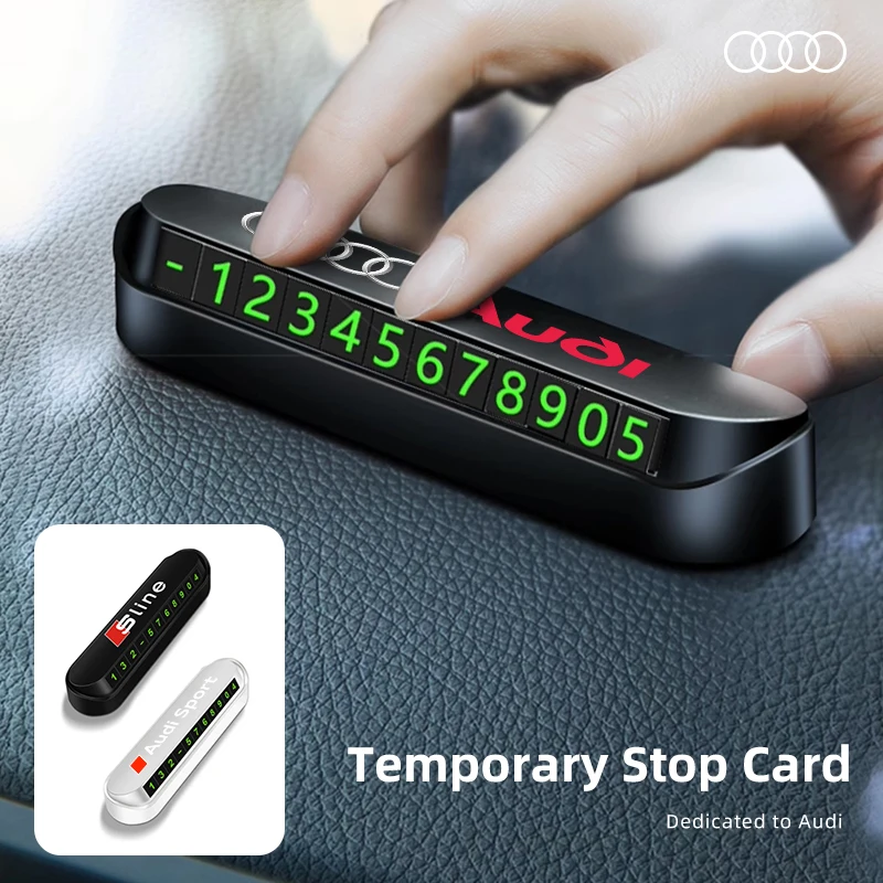 Carta Di Parcheggio Temporanea Per Auto Per Audi Phone Number Card Plate Sticker Per Audi Sport Sline A4 Tt A6 A3 A8 Q3 Q5 Q7 Q8 Accessori