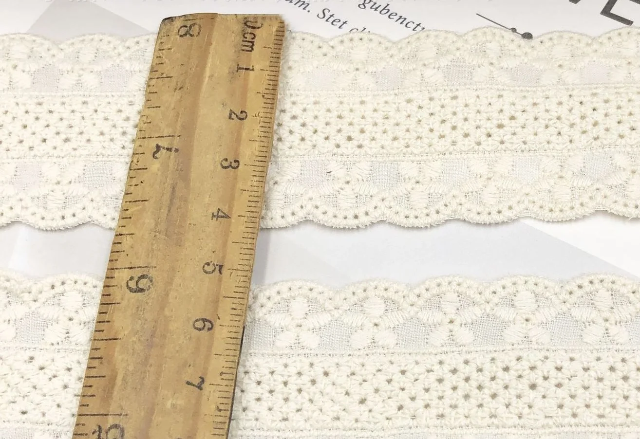 9.5-10yards/Lot 4.2cm Wide White Beige Cotton Double Side diy Home Garden Fabric Decoration Lace 5cm X987