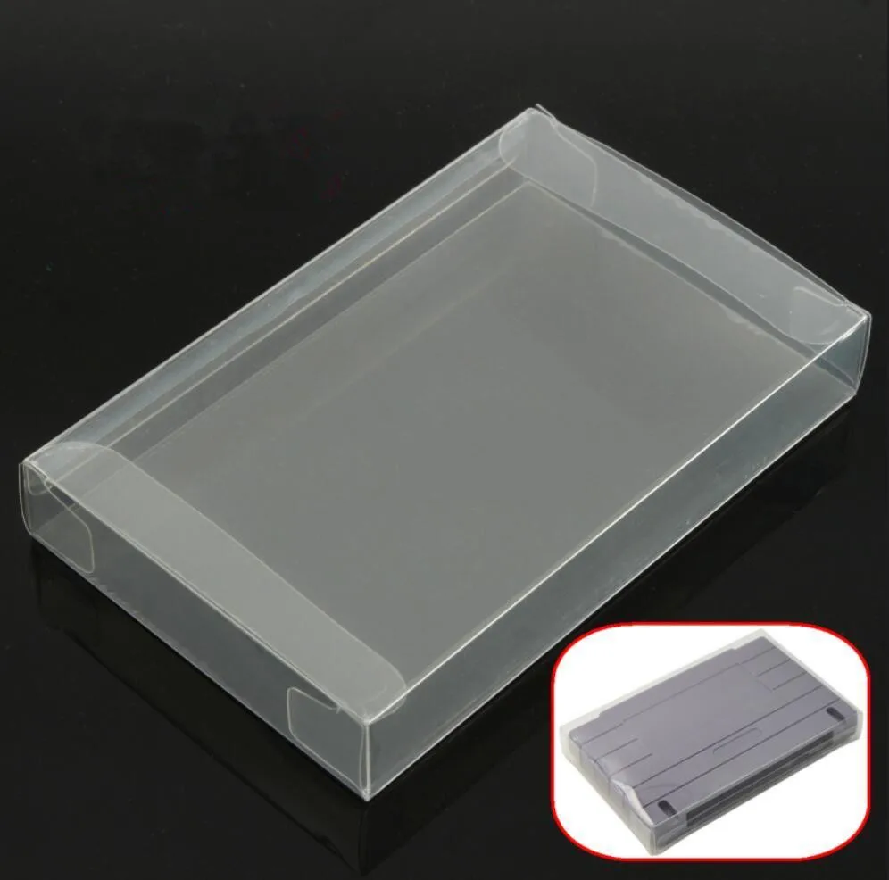 10Pcs Transparent Game Cartridge Cover Protector Case For Nintendo SNES/Super NES Accessories Clear PET Plastic Display Boxed