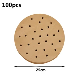 100-Pack Non-Stick Oil-Proof Baking Paper for Air Fryers and Steamers (Round 25CM)