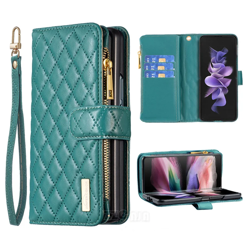 Per Samsung Galaxy Z Fold 4 5G Custodia In Pelle Flip Zipper Per Samsung Galaxy Z Fold 3 Cover Lady Luxury 6 Slot Per Schede Portafoglio Shell