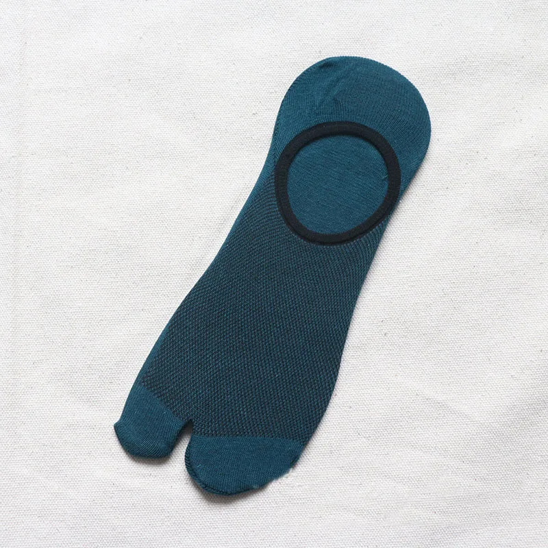 5 Pairs Men Invisible Two Finger Tabi Socks Summer Thin Cotton Mesh Boat Sock Sweat-absorbing Breathable Slipper Socks with Toes