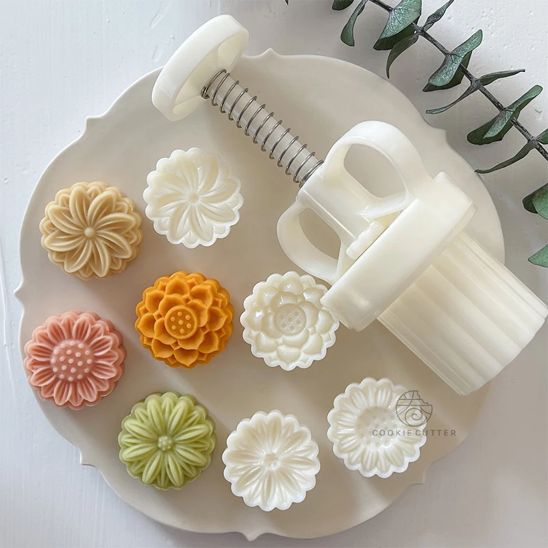 Mid-autumn Moon Cake Press Mold, Hand-pressed Cookie Dessert DIY with Stamp  Flower,DIY Hand Press Cookie Cutter Mooncake Maker - AliExpress