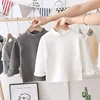 1pcs Spring Autumn Children's T-Shirts Baby Solid Color Warm Top Kid Half High Collar Long Sleeve Base Shirt Boys Girls Tshirts 1
