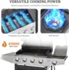 4- Propane Gas BBQ Grill with Side Burner & Porcelain-Enameled Cast Iron Grates Built-in Thermometer, 49,000 BTU O 6