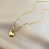 New Cross-border Couple Cavicle Chain Geometric Heart-shaped Light Luxury Temperament Simple Sweet Love Pendant Necklace Jewelry 1