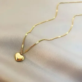 New Cross-border Couple Cavicle Chain Geometric Heart-shaped Light Luxury Temperament Simple Sweet Love Pendant Necklace Jewelry 1