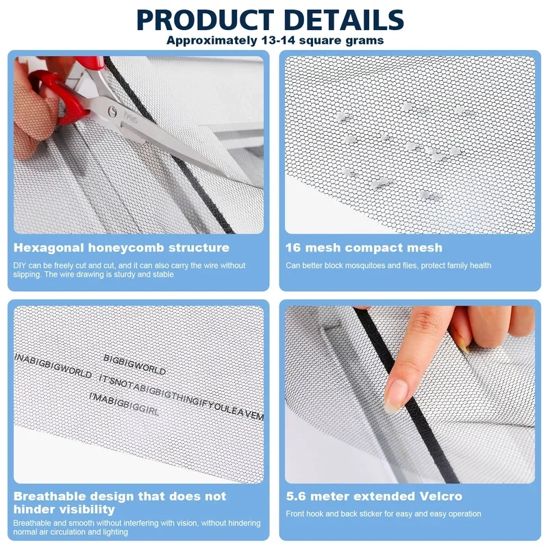 Fly Mosquito Window Net Adhesive Mesh Curtains Kitchen Windows Home Protector