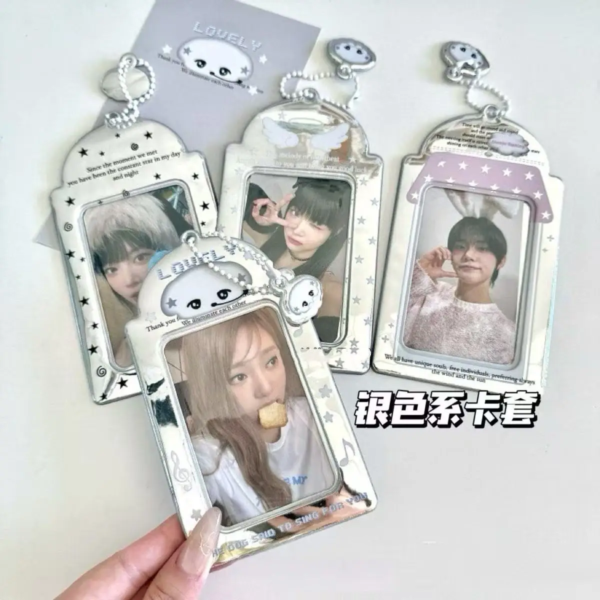 Polka Dot Star Holographic Card Holder ID Badge Sleeve Student Campus Card Storage Pop Star Photo Collectible Display Pouch card holder credit card holder photo card holder card protector idol card protector desk card holder card display stand memory card protector acrylic sign holder