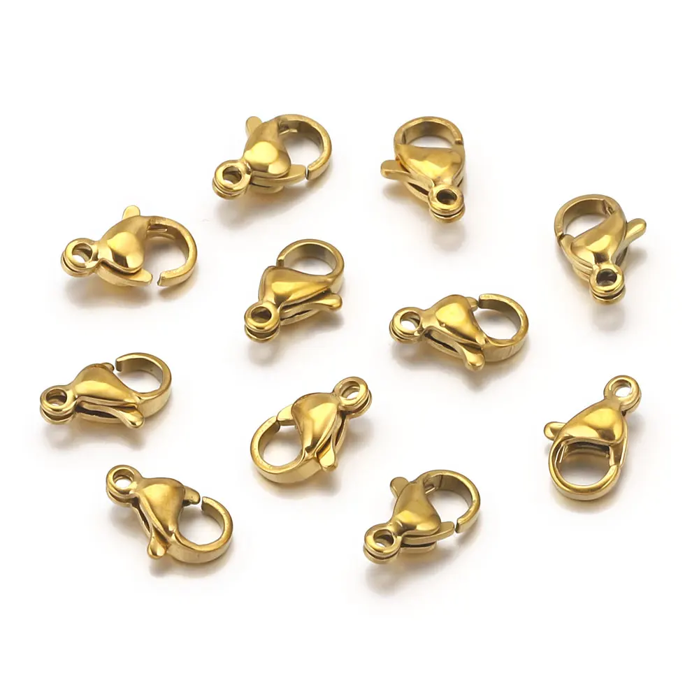 20 Stück Karabinerverschluss aus Edelstahl für Armbandkette, 18 Karat PVD-vergoldet, DIY-Schmuckherstellung, Verschlüsse, Hakenzubehör – Detail 2