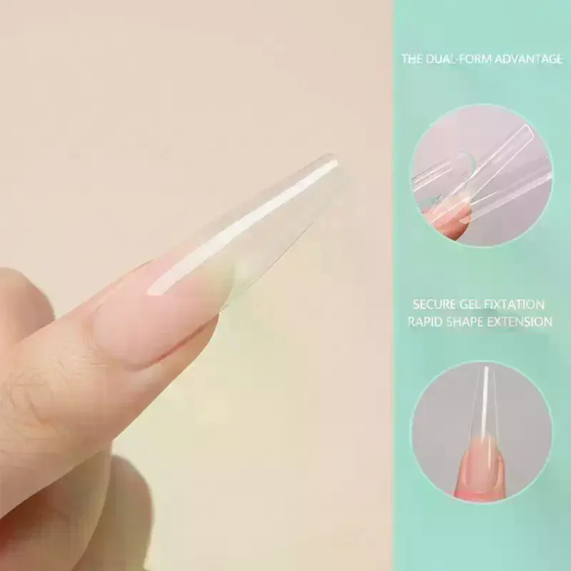 180개/3박스 샌드위치 듀얼 네일 폼 15사이즈 퀵 익스텐션-듀얼 폼 T자형 타원형 매니큐어 폼 상단 몰드 하단 몰드