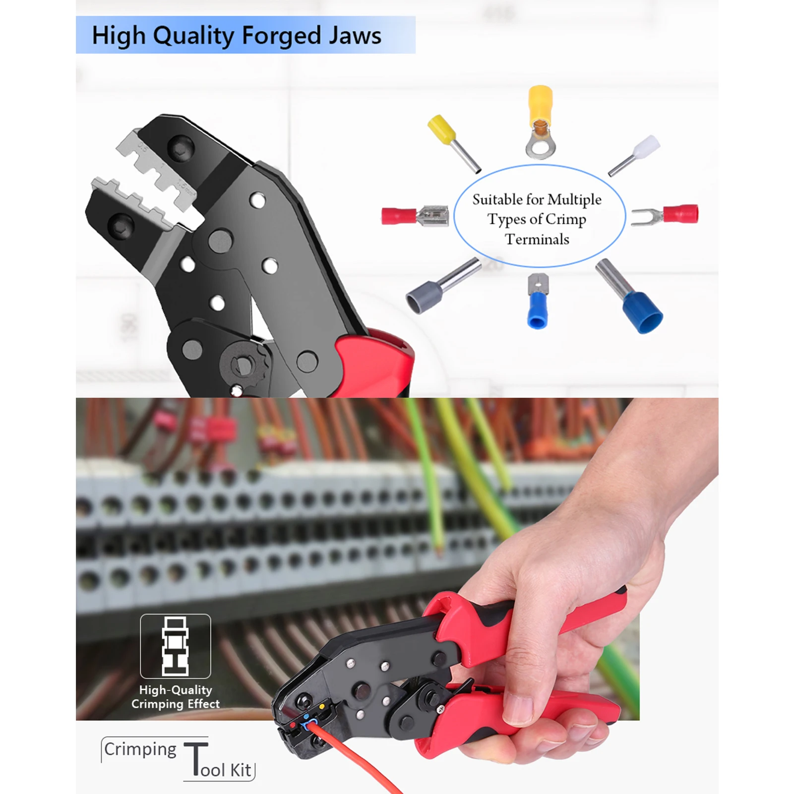 Crimping Tool Set Cable Ratchet Crimping Plier with Interchangeable