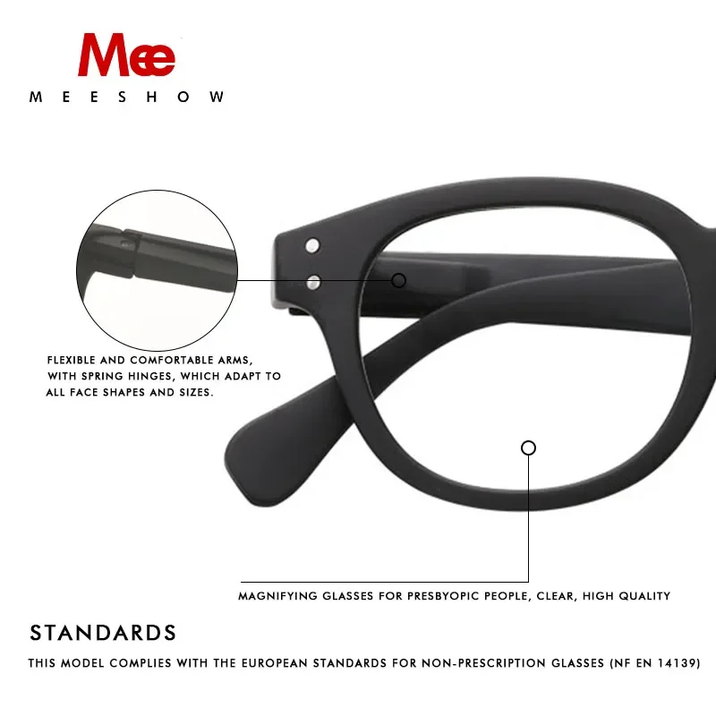 Meeshow Retro Reading glasses men's Eyeglasses with diopter round Europe style quality women eye glasses customs presbyopia 3