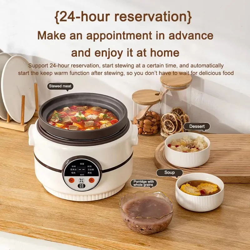 Low Sugar Electric Rice Cooker Food Steamer Meal Heating Lunch Frying Pan Ceramic Liner Soup Porridge Stew Slow Cooking Hot Pot