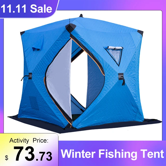 Winter Fishing Tent Portable Ice Fishing Shelter Easy Set-up Warm