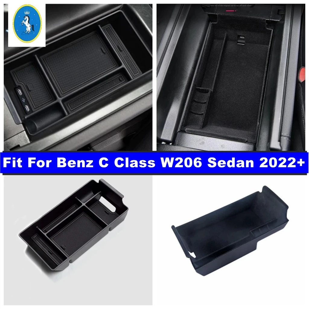 

Black Auto Central Control Armrest Sort Out Storage Box For Mercedes-Benz C Class W206 Sedan 2022 2023 2024 Interior Accessories