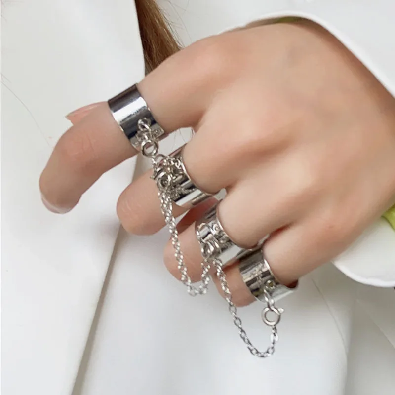 Tanie Srebrny Hip-Hop Tassel - łańcuch z pierścieniami dla pary… sklep