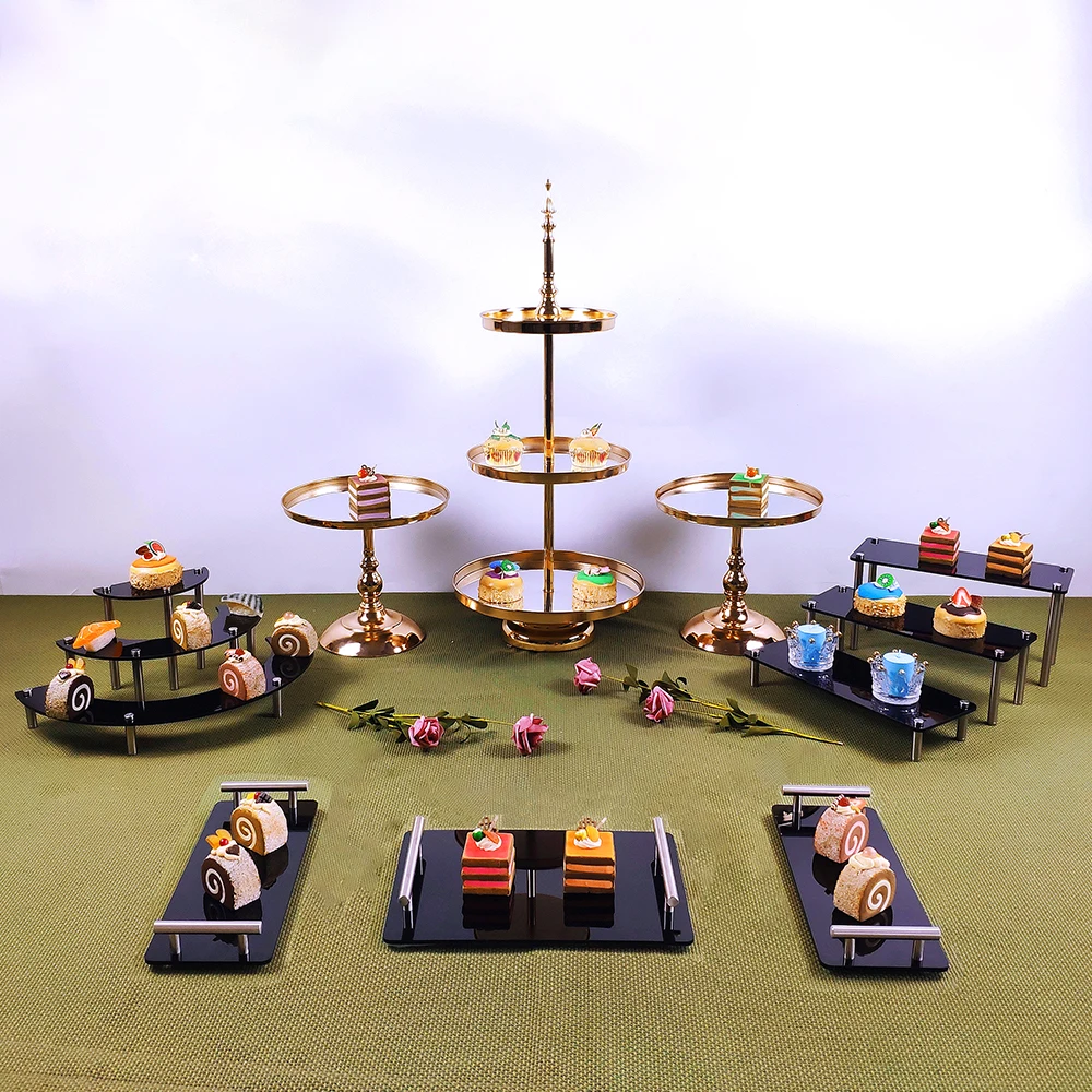 

8pcs Metal and Acrylic Cake Stand Set Display Wedding Birthday Party Dessert Cupcake Plate Rack
