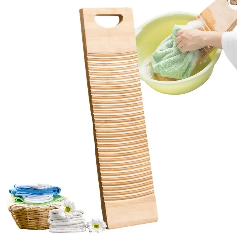 Washing Clothes Washboard Bamboo Wood Laundry Washboard For Laundry Non-slip Wood Board For Home School Washing Clothes By Hand