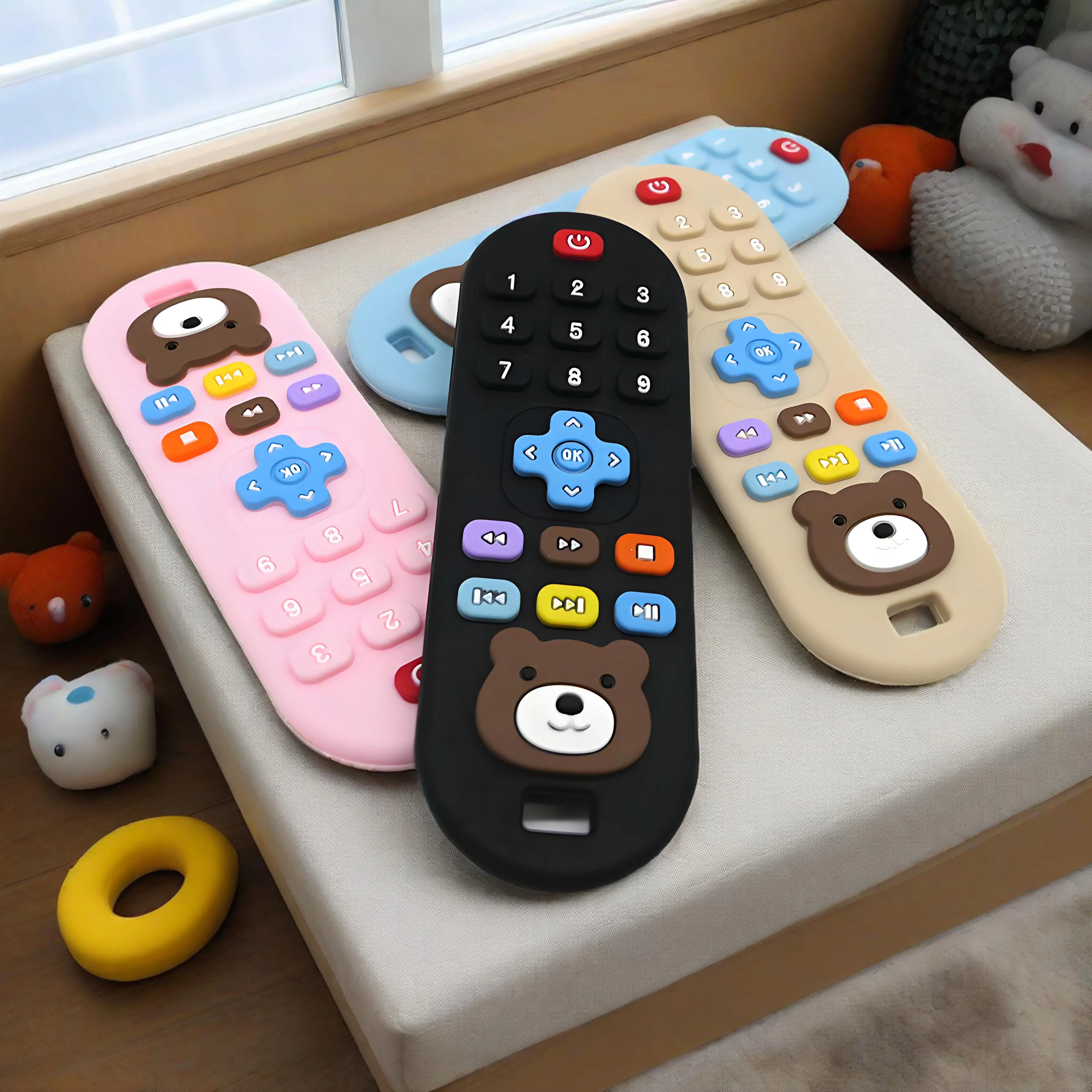 Silicone remote control teether children's toys sensory cute cartoon toys for boys and girls gifts