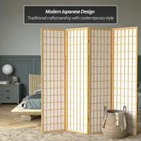 ORIENTAL Furniture 6 ft. Tall Window Pane Shoji Screen - Natural - 4 Panels 2
