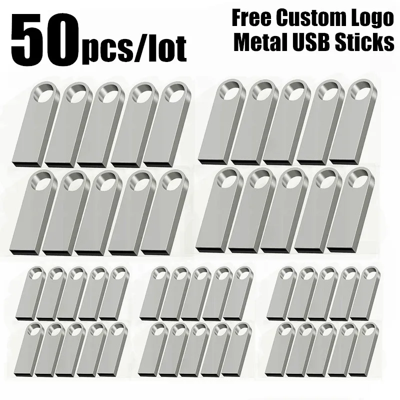 Free Custom LOGO Metal USB Flash Drive Flash Drive 1GB 2GB 4GB 8GB 16GB 32GB Music Memory Stick Company Gift 50PCS/lot