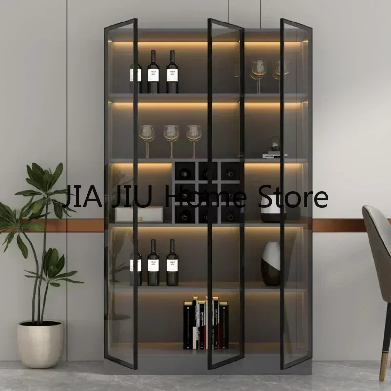 Glass Living Room Wine Cabinets Display Kitchen Wall Home Wine Cabinets Racks Liquor Mueble Licorera Restaurant Furniture Qf50Jg