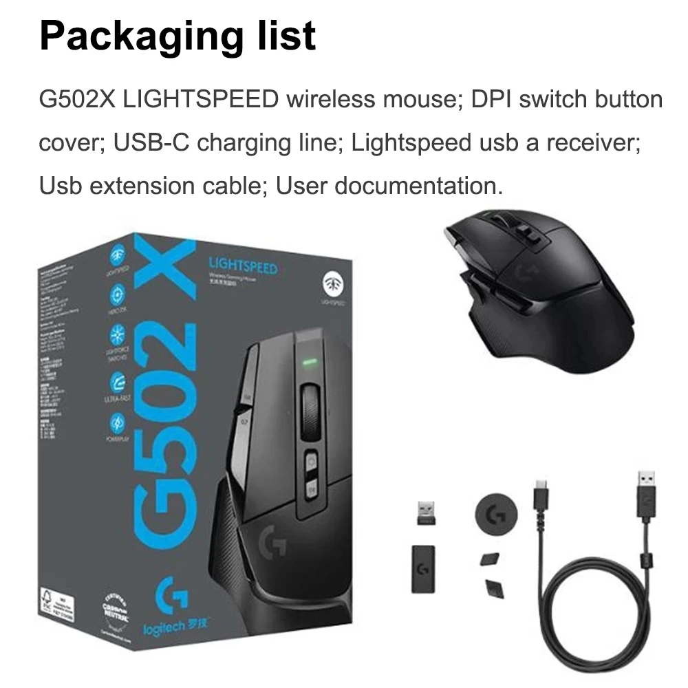 100% neue logitech g502 x drahtlose Gaming-Maus g502x lichts peed 