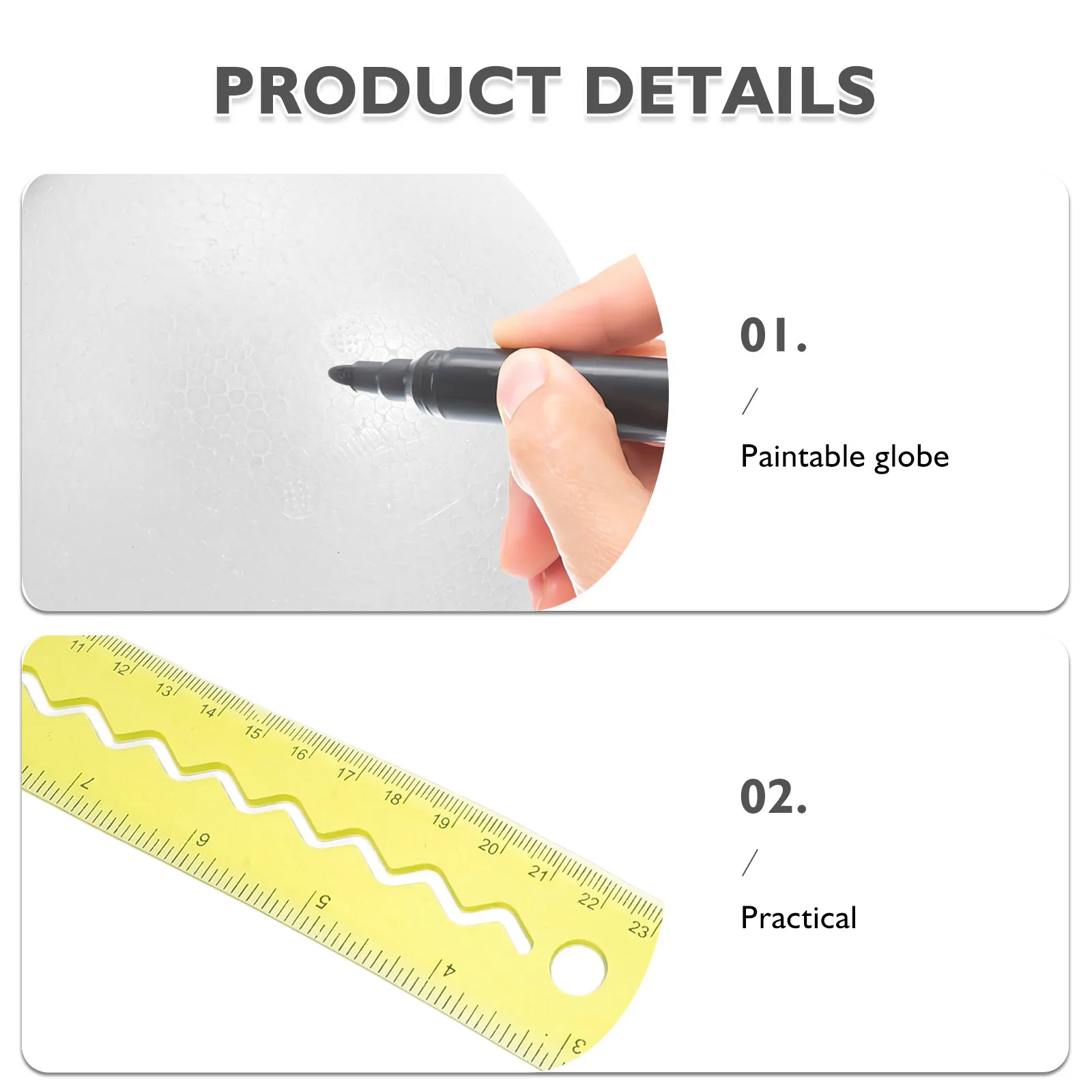 1세트 지리학 학습용 지구본 키트, 직접 그림을 그리는 15cm 공 모양 철제 스탠드 DIY 지구본 키트, 학교 학습용 탁상 공예품