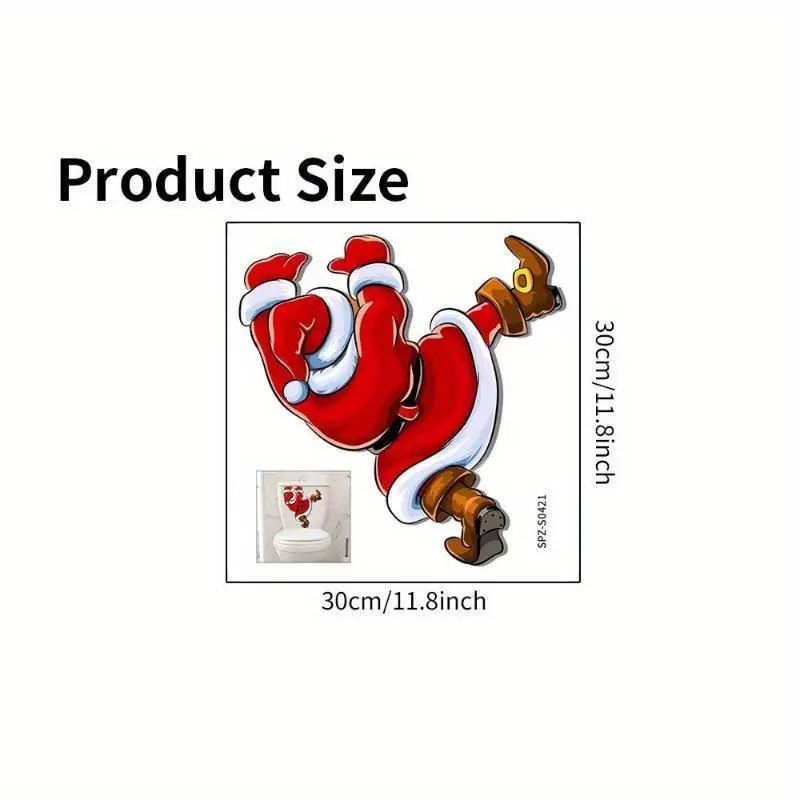 Funny Santa Claus Wall Climbing PVC Stickers Christmas Creative Self-adhesive Toilet Stickers Home Christmas Decoration Stickers