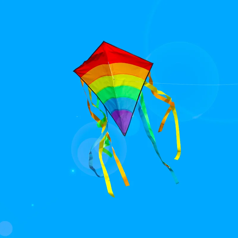 YongJian Colorful Rainbow Kite Long Tail Diamond Kite Beginners Outdoor Toys Kids Birthday Gift Beach Kite Outdoor Fun Sport