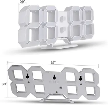 3D LED Digital Wall Clock with Remote Control, Adjustable Brightness for Kitchen Bedroom Office, Great Gift 3