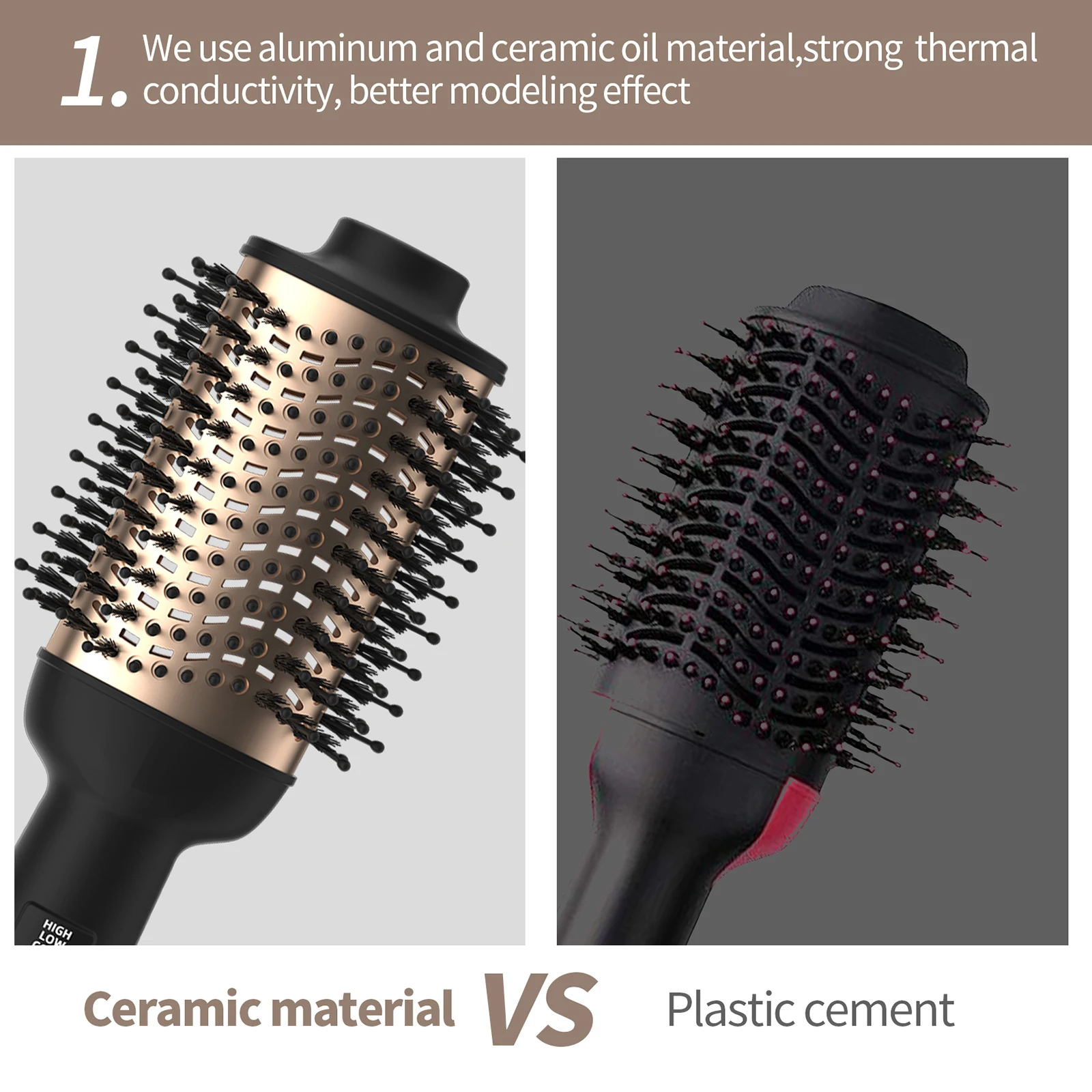 4-in-1 Hot Air Brush with Negative Ion Blow and Comb, Straight and Curl in One Hair Curler Wand