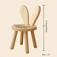 1pc Creative Small Board Stool, Cute Rabbit Ears Solid Wood Small Stool, Decorative Stool children chair 5