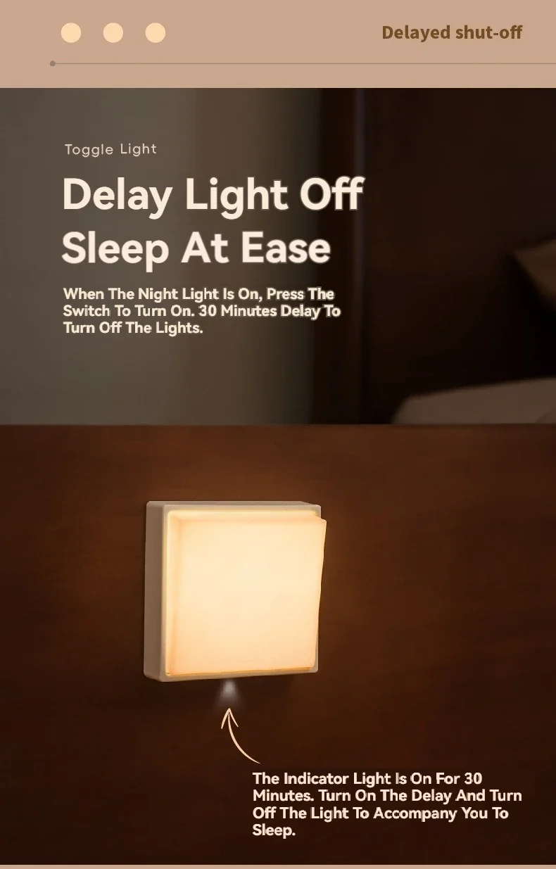 Bedroom USB Charging Minimalist Switch Night Light For Home Bedroom Bedside – Simple White/Yellow Design