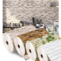 3D Foam Brick Wall Panels Stickers Self Adhesive Waterproof Living Room Wallpaper Wall Decal Home Decor Wallcovering TV Backdrop 2