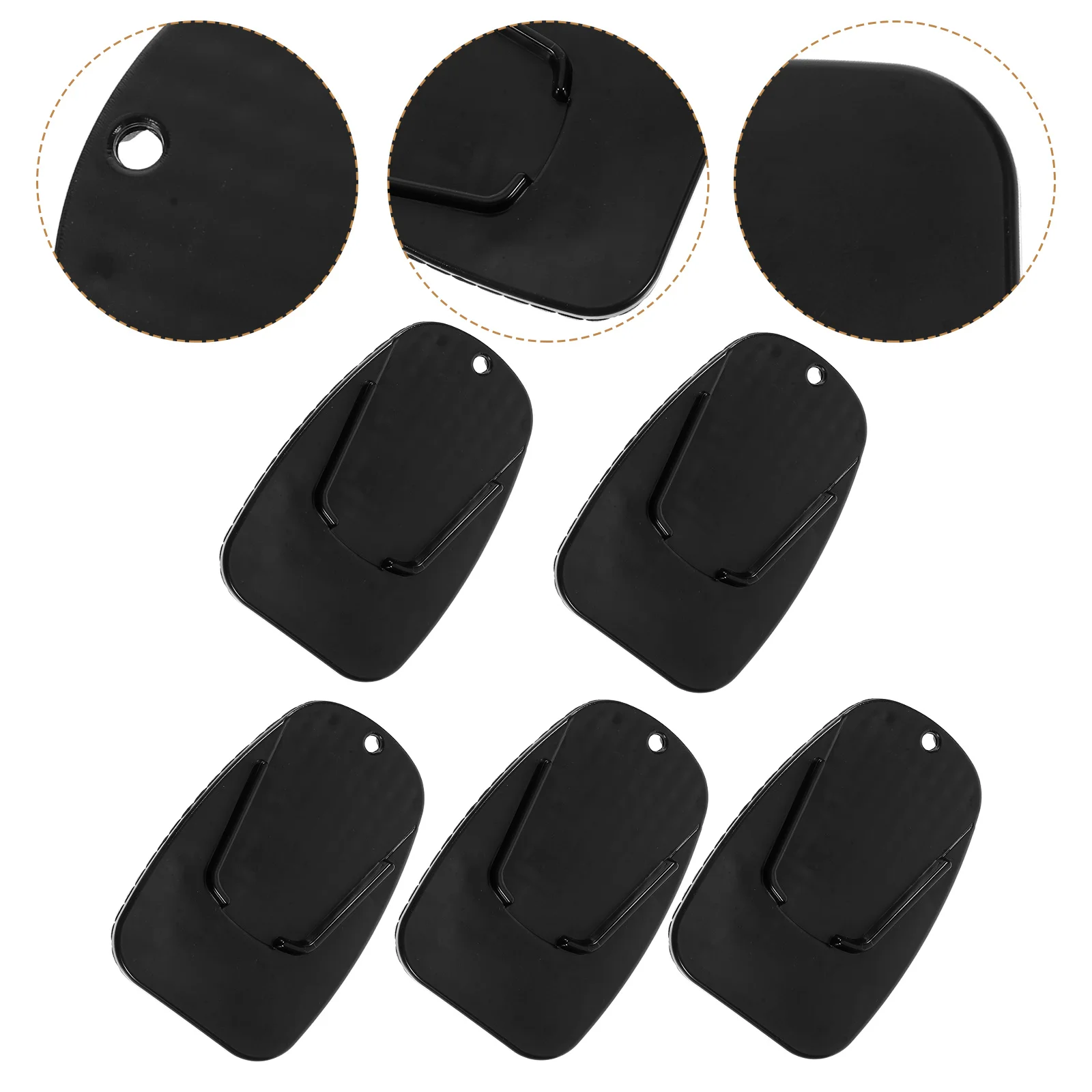 

5pcs Motorcycle Side Stand Pads Motorcycle Foot Peg Bracket Pads (Black)