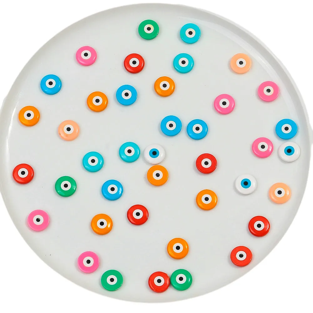 

10Pcs/lot Colorful Round Natural Mother of Pearl Evil Eye Beads for Women Making DIY Jewelry Necklace Bracelet Accessories