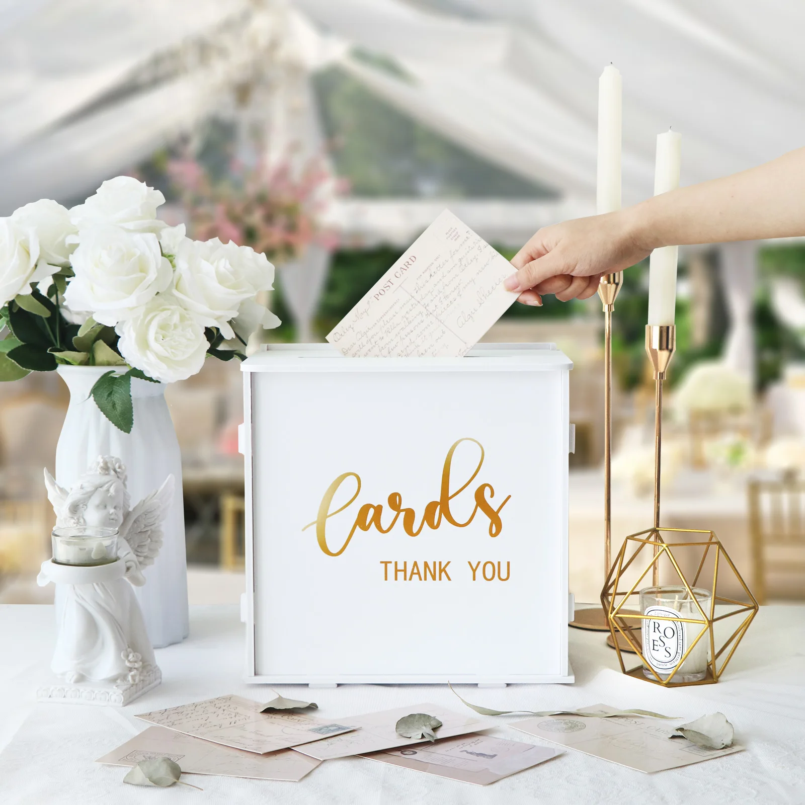 Wedding Card Box for Wedding Reception,Gift Money Envelope Card Box for Party Graduation Birthday Decorations