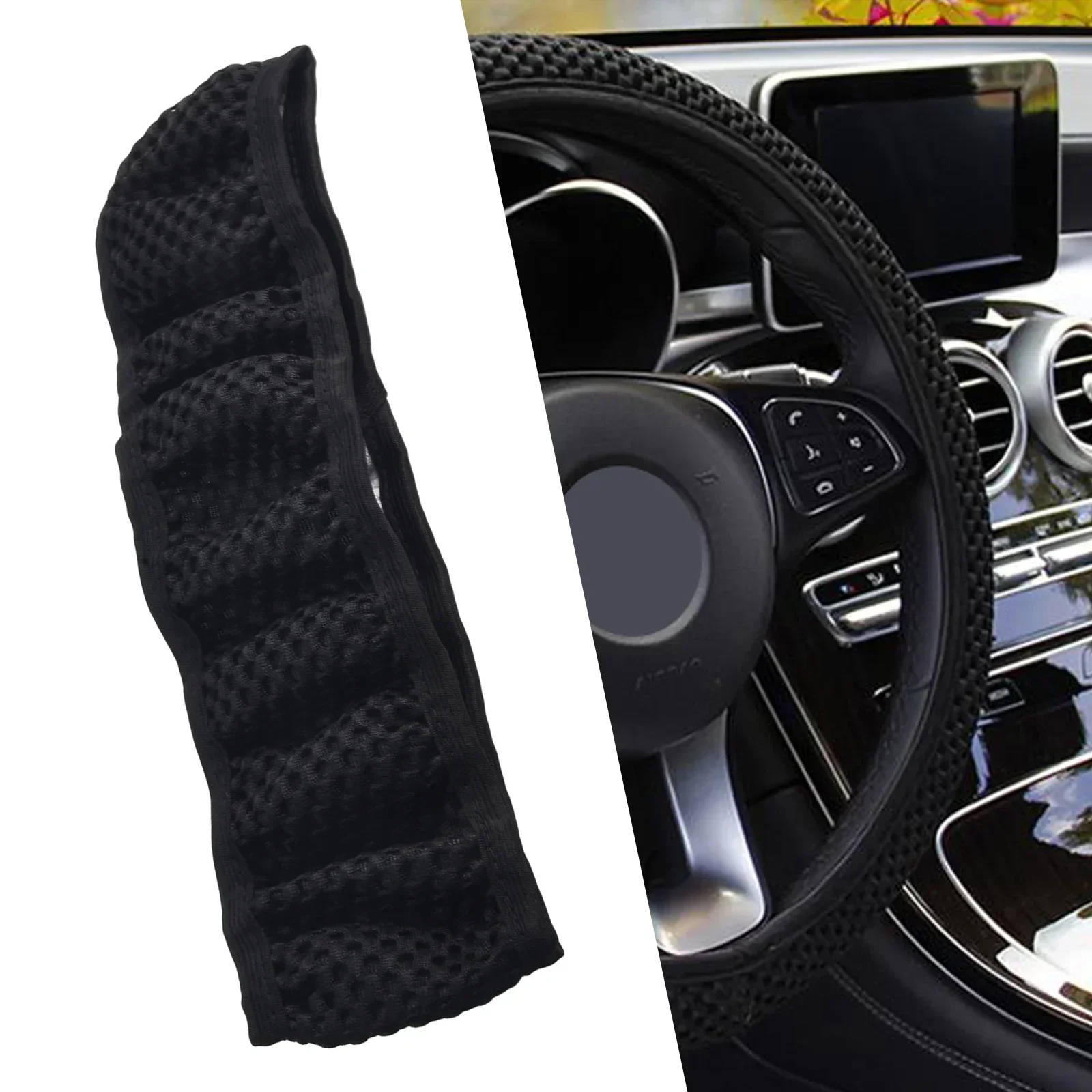 Vibrant Non-Slip Cloth Car Steering Wheel Cover - Fashionable Auto Decoration, 38CM