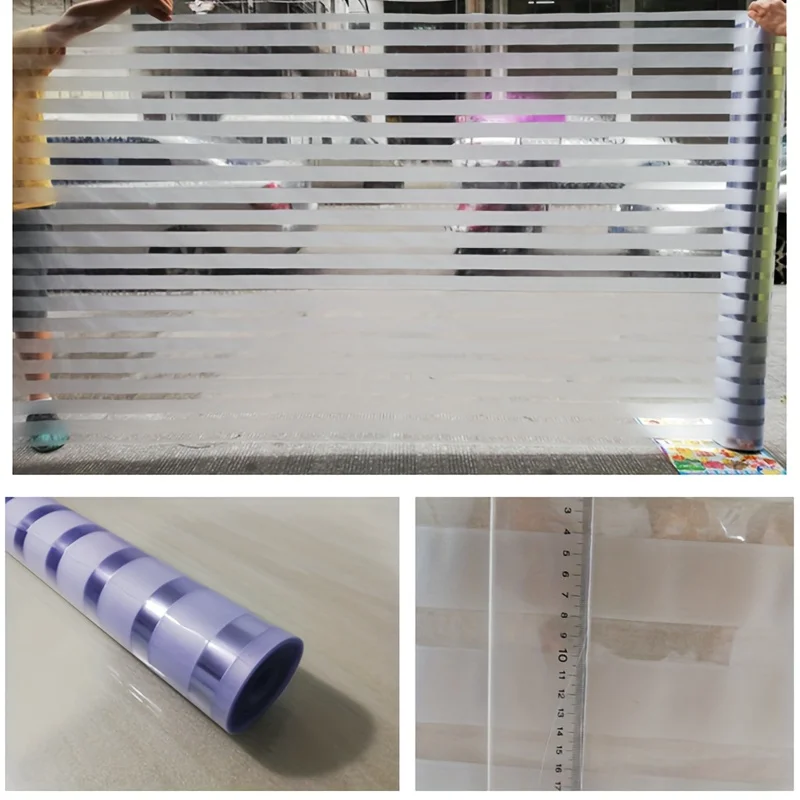 Window Film Frosted Window Film Privacy Film for Glass Windows Stripe Patterns Window Frosting Self-Adhesive Glass for Home Office