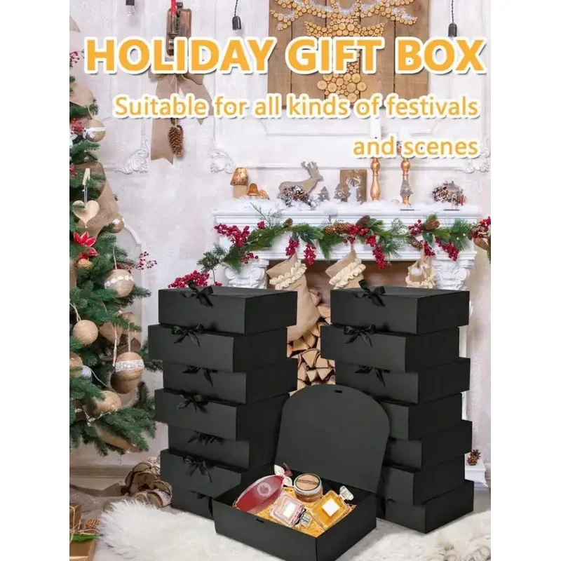 Elegant Black Gift Box with Ribbon