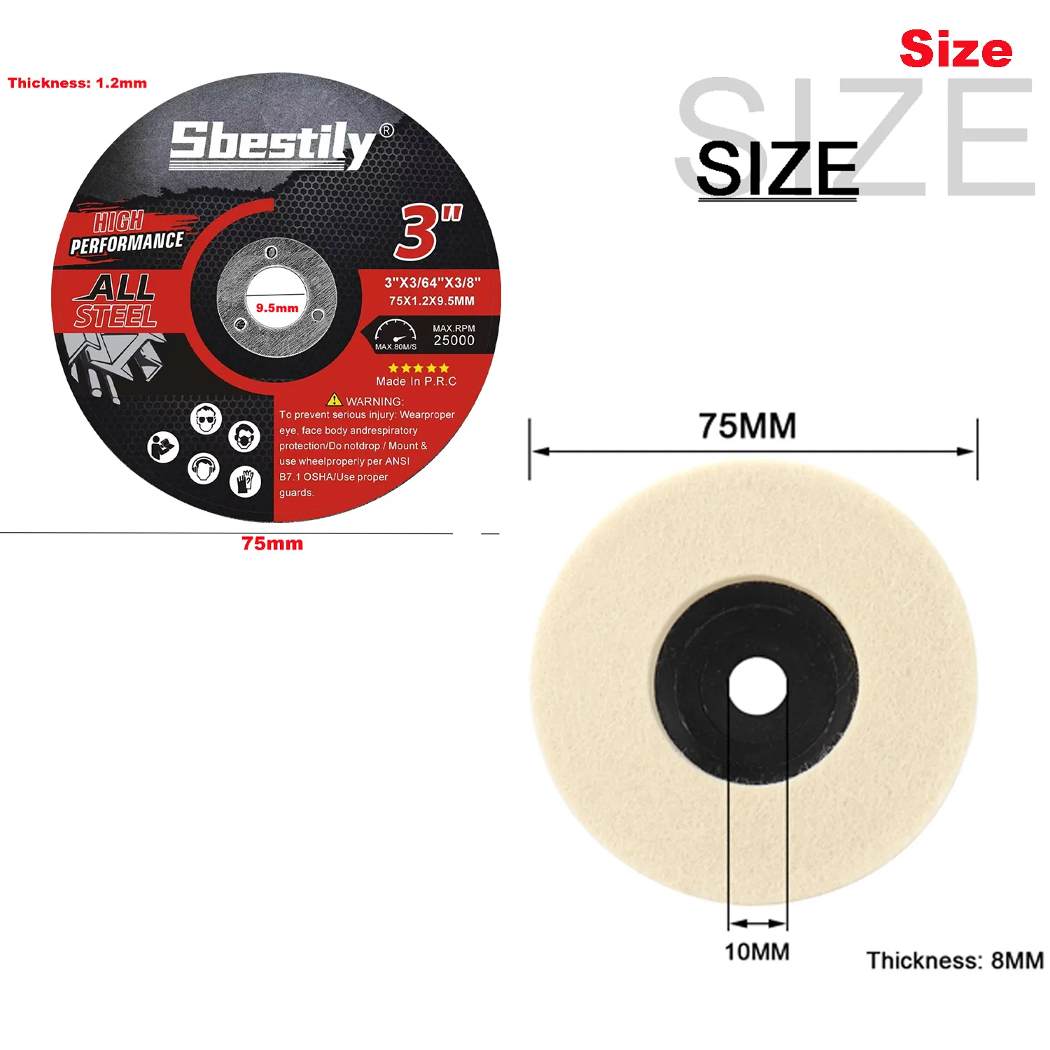 75mm cutting disc griding wheel mini circular resin saw blade 3" wool polishing disc metal wood cutting abrasive tool 16pcs