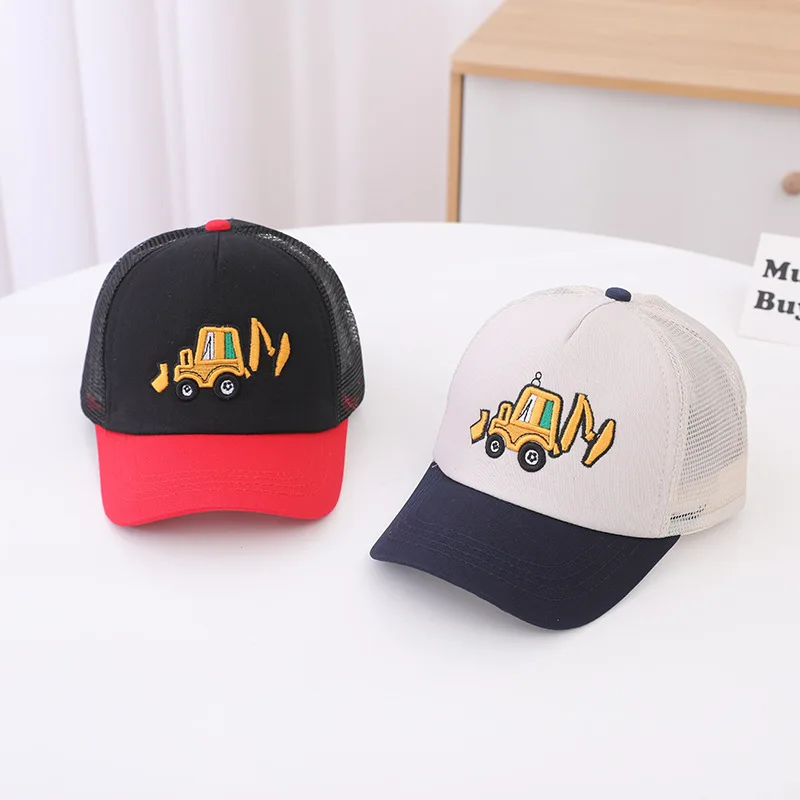 Summer Baby Boy Baseball Cap Mesh Breathable Excavator Snapback Sun Hat Children Girls Outdoor Hip Hop Cap