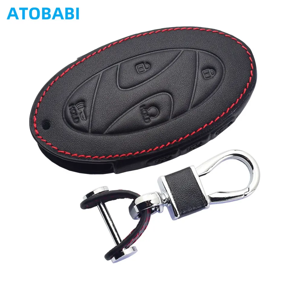 Ontto Custodia Portachiavi In Metallo E Pelle Marrone Per Hyundai Tucson NX4, Ioniq 5, Santa Fe TM, Sonata DN8, Kona 2020-2022