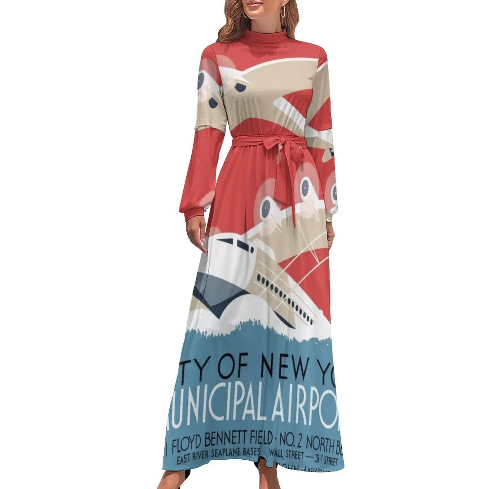thumbnail image 1 of Póster de aviación vintage de los años 30, vestido largo, lindo vestido, vestido vintage para mujer, ropa de fiesta de verano 2024, 1 of 5