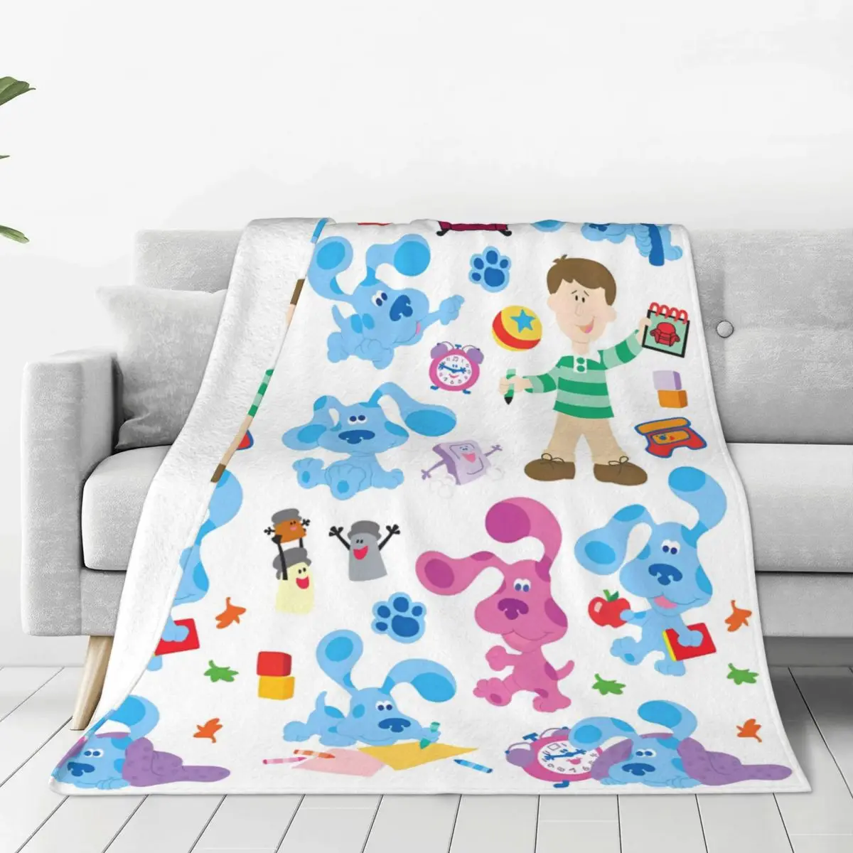 Blue's Clues Collage Blanket Warm Soft Novelty Plush Throw Blanket For Outdoor Camping Flannel Bedspread Bed Cover 4